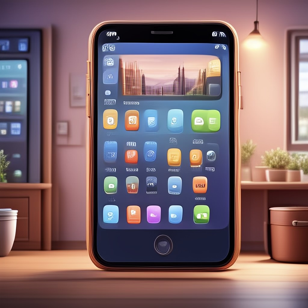 Tablet-PC sized Smartphone showing lots of apps.