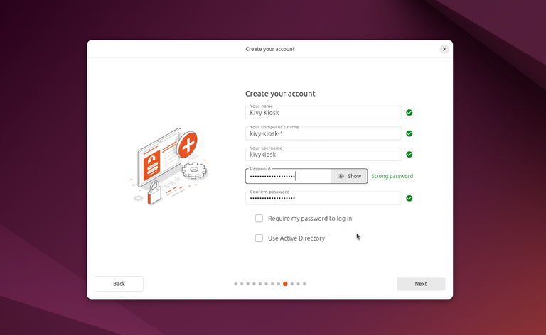 Set up kiosk user and enable automatic user login