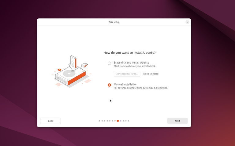 Ubuntu installer - select manual disk partitioning