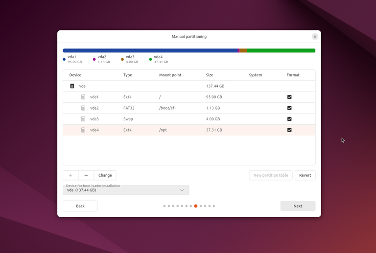 Ubuntu installer - define custom partitioning table