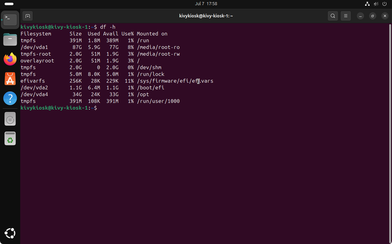 OverlayFS enabled on Ubuntu Linux, df -h shows the current partitioning table