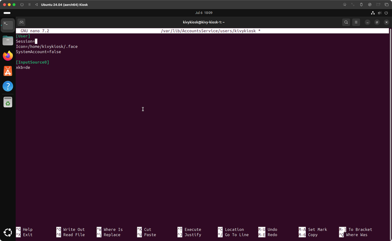 Ubuntu / GNOME AccountServices session configuration file with default config.