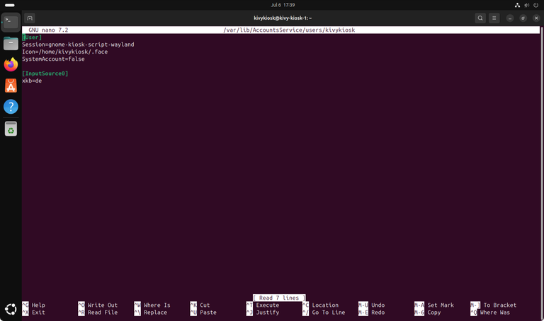 Ubuntu / GNOME AccountServices session configuration file with GNOME kiosk session enabled.