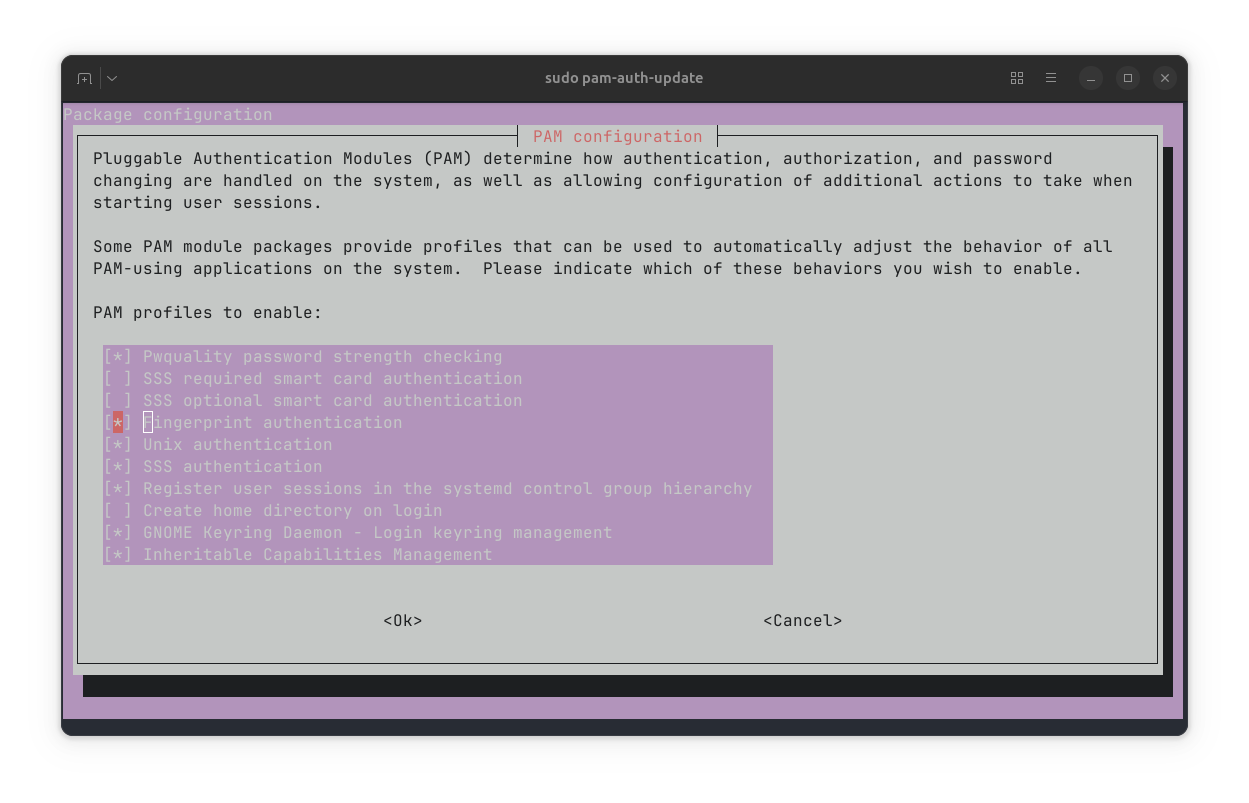 Enable fingerprint as authentication method in PAM